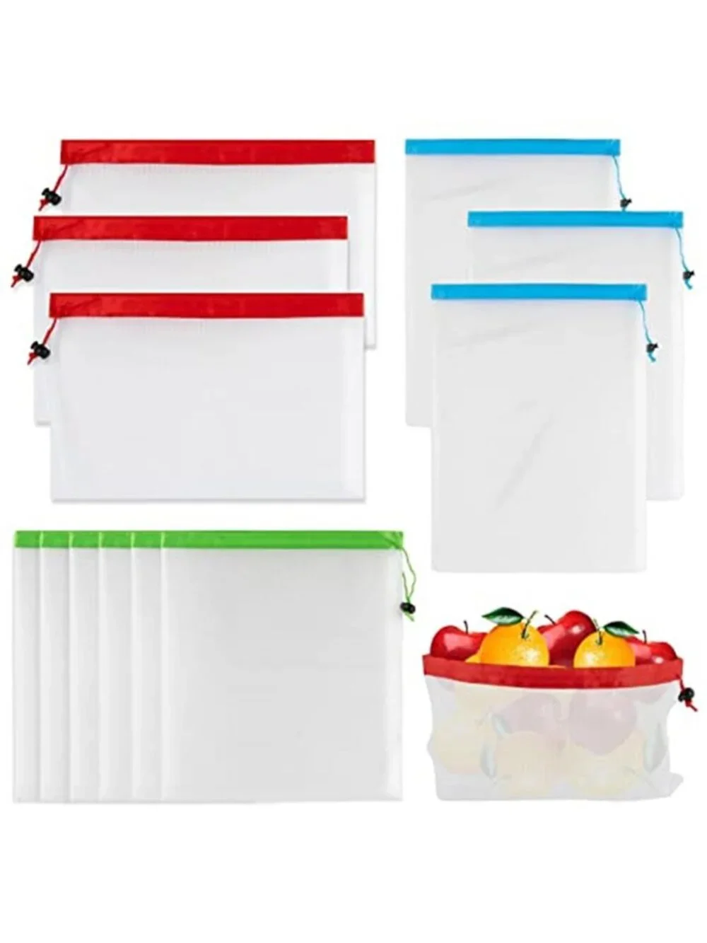 12PCS Reusable Produce Bags Mesh Produce Bags Drawstring Reusable